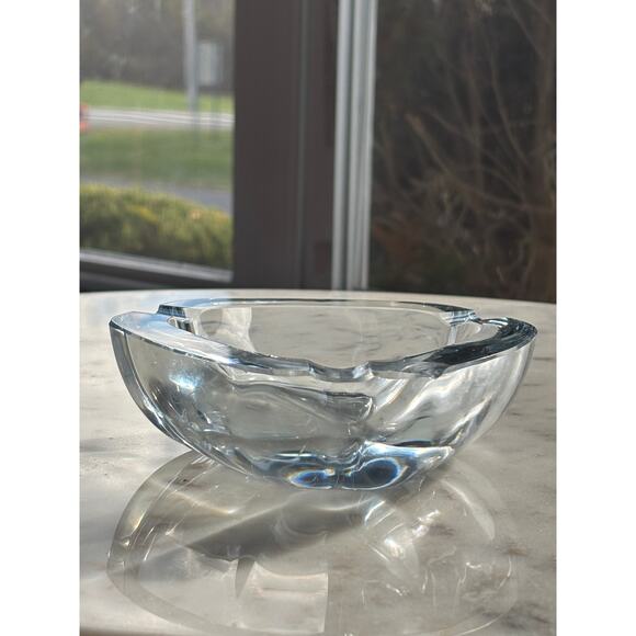 Vintage Strombergshyttan H65 Signed Sweden Art Glass Ashtray Blue Tint MCM READ - Picture 3 of 16